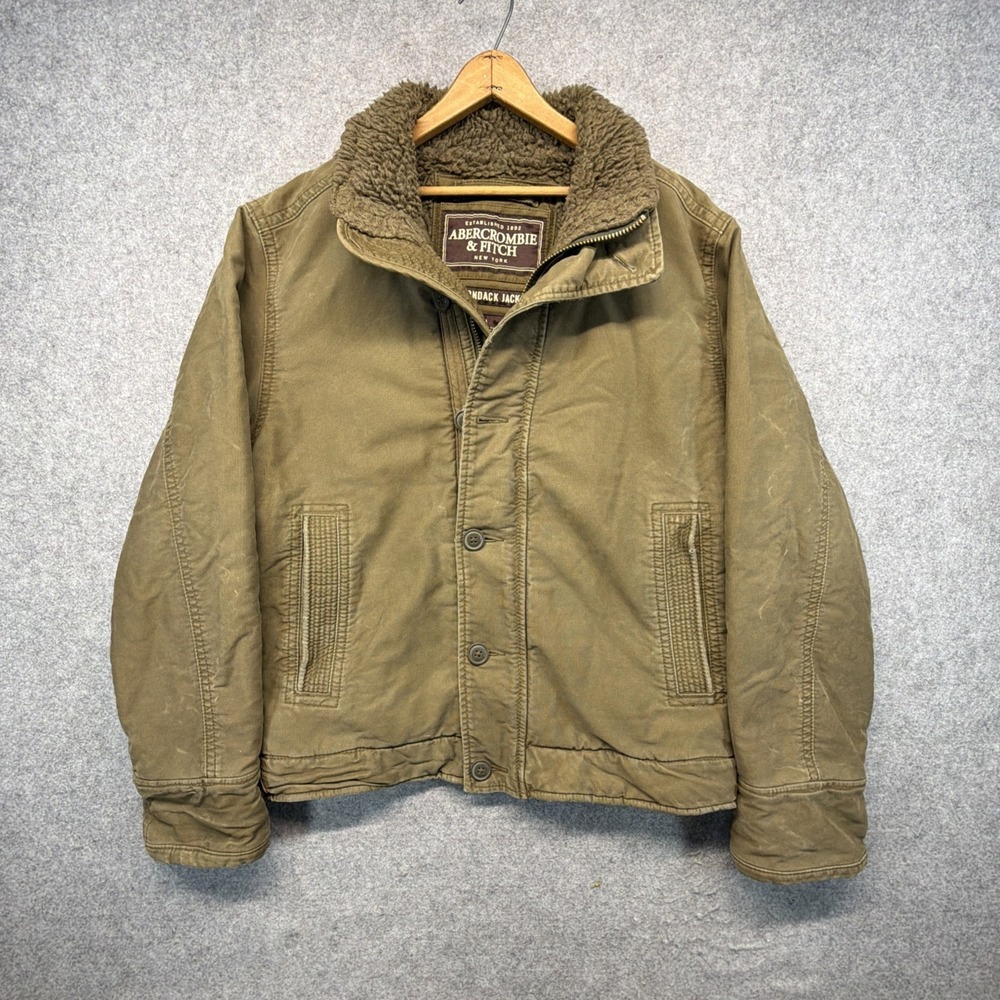 Abercrombie & Fitch Jacket Men's Large Sherpa Lined Adirondack Coat Y2K